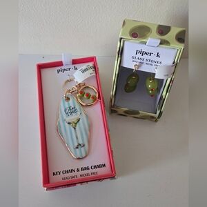 Piper K Martini Keychain & Olive Earrings Set – Gift Set Martini Lovers